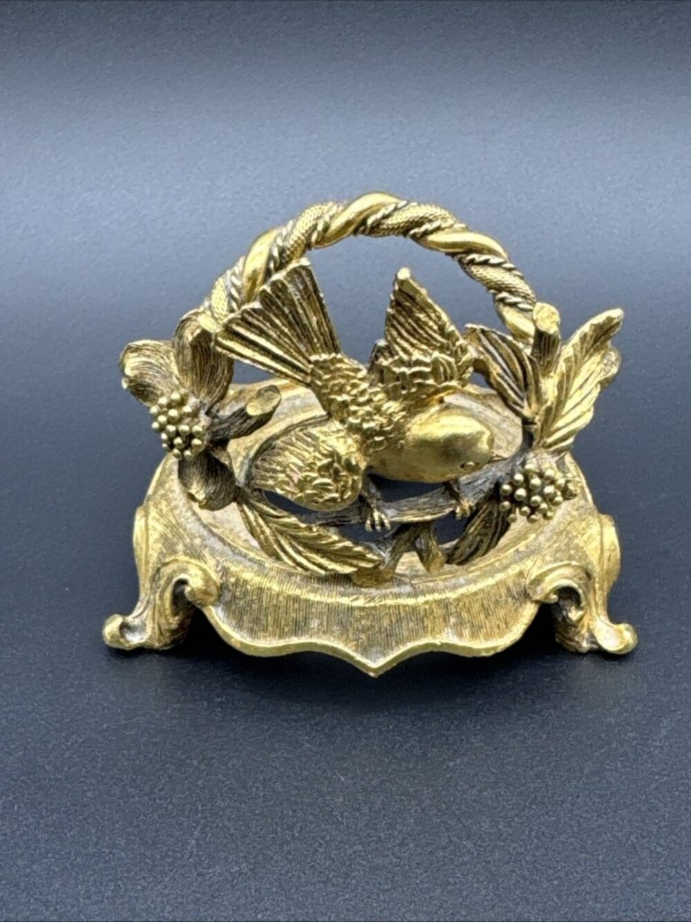 Vintage Matson Gold Tone Bird Dogwood Flower Vanity Cup Sleeve Holder Only